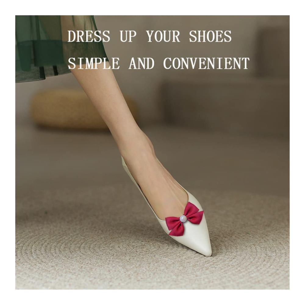 2 Stück Satin-Schleifen-Schnallen | Abnehmbare Schuh-Clips für elegante Verzierungen | Lila | One Size | Textile Schm