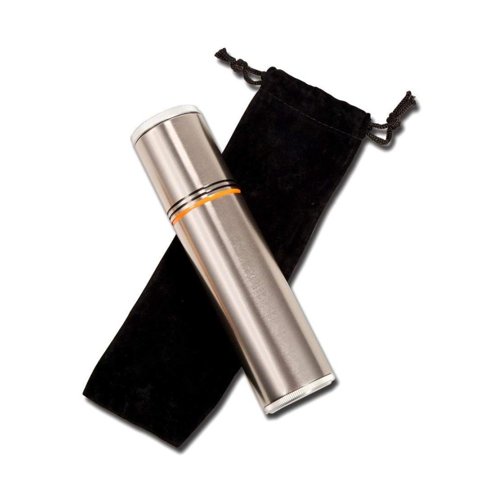 Hochwertiger Zigarren Humidor aus Edelstahl | Tragbarer Reisehumidor mit Hygrometer & Befeuchter für 1-4 Zigarren | Metall Aluminium Gehäuse für optimale Frische | Ideales