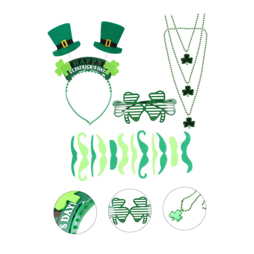 ABOOFAN 6 Stück Irisches Ornament St Patrick Day Stirnband St Patrick Day Stirnband St Patrick Day Partyzubehör Kreative Kostüm Requisiten Kette Mit Anhänger Hutzubehör für Partyfotoautomat Zubehör