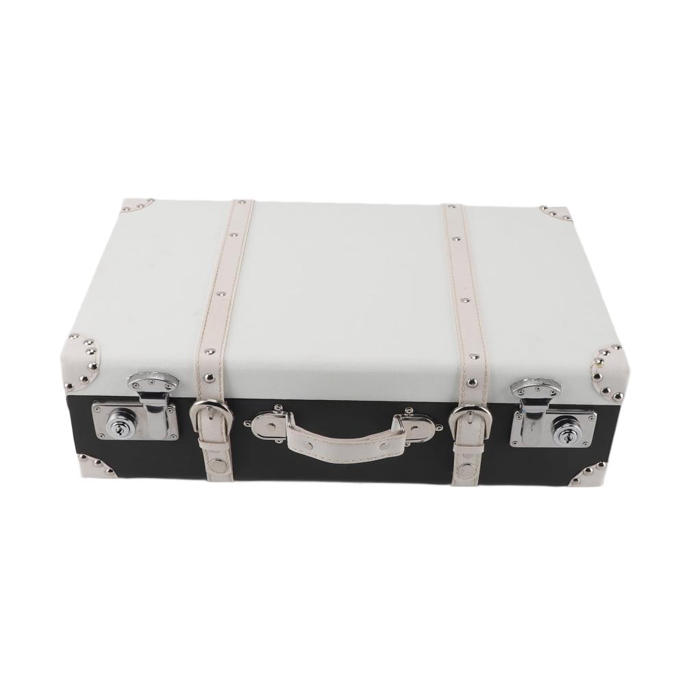 Dekorative Holzkoffer mit PU-Leder Europäischer Kleiner Koffer - Ideale Aufbewahrungslösung für stilvolle Reisen und zu Hause - Boxen & Kästen in Weiß Schwarz