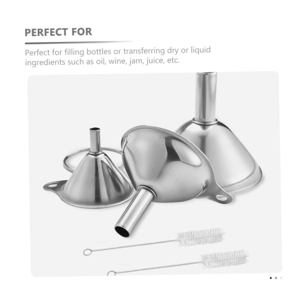 Entdecken Sie die Vielseitigkeit mit unserem Premium-Trichter-Set Sieb Bürsten Labor- und Öltrichter aus Metall weitmaulig für Flüssigkeitstransfer Füllung von Flaschen Küchenutensilien und mehr. Mini rostfrei und leistungsstark