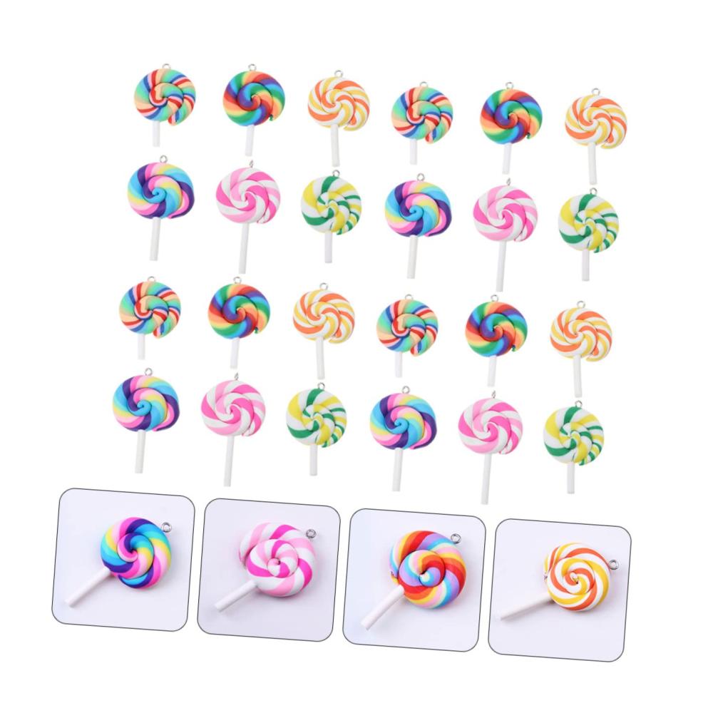 90 Stk Süße Lutscher-Schmuckanhänger-Set für DIY Kinder und Heimwerker - Charmante Polymer-Ton-Anhänger für Schlüsselbund und mehr