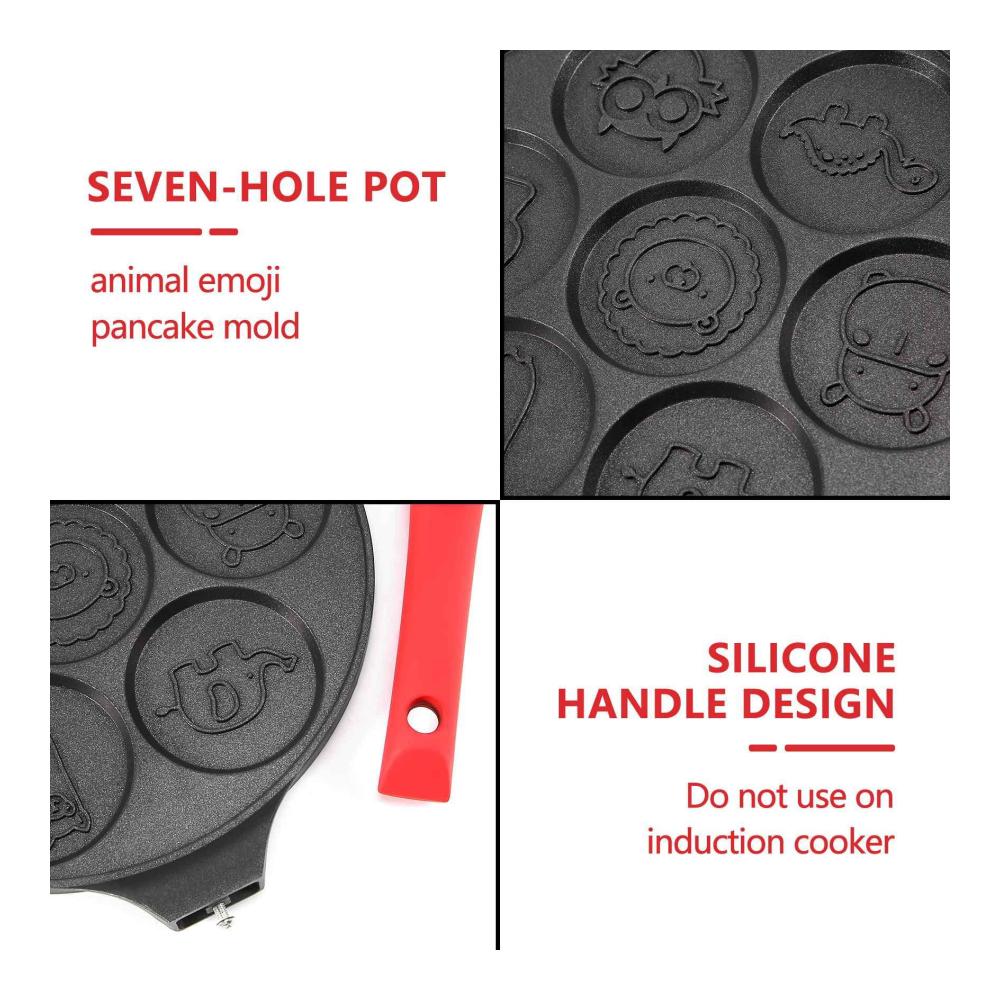 Crepe-Pfannen Pfannkuchenhersteller Antihaft-Mini-Crepe-Maker Pfanne mit 7 Formen inkl. Silikon für perfekte Pfannkuchen! Schwarzes Tier-Design. Entdecken Sie die Leichtigkeit des Crepe-Machens