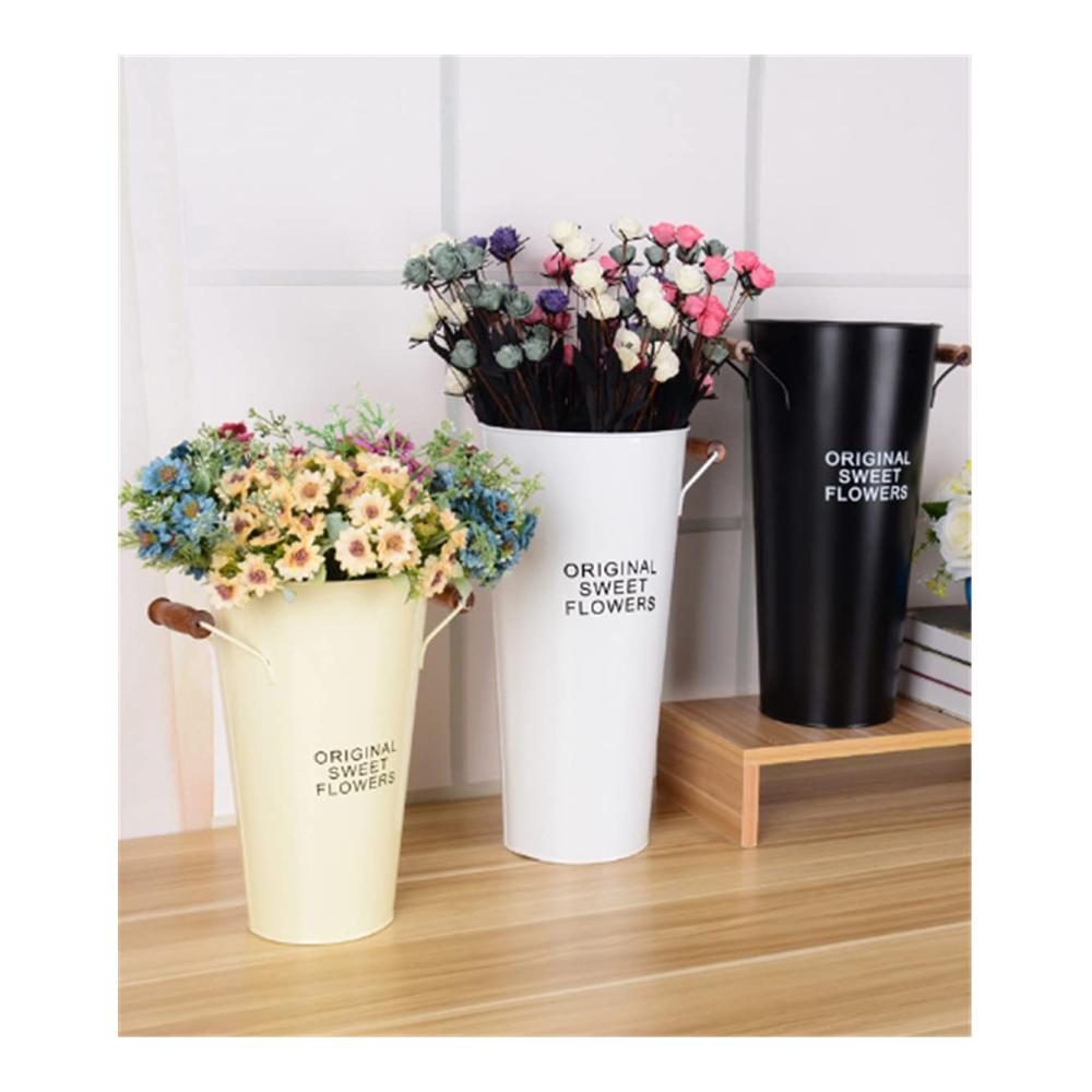 Elegante Vasenkollektion Stilvoller Hoher Metallblumeneimer Blumentopf Bauernhaus Chic für zeitlose Wohnkultur - Dekorative Metallvase für Blumenarrangements in jedem Raum