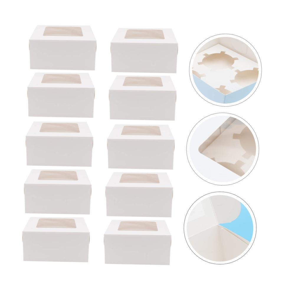 Hochwertige 10-teilige Kraftpapier-Tortenschachtel-Geschenkverpackungsboxen für Geburtstage Hochzeiten und Weihnachten - Perfekte Aufbewahrungslösung für Kuchen und Leckereien - Inklusive Packtaschen