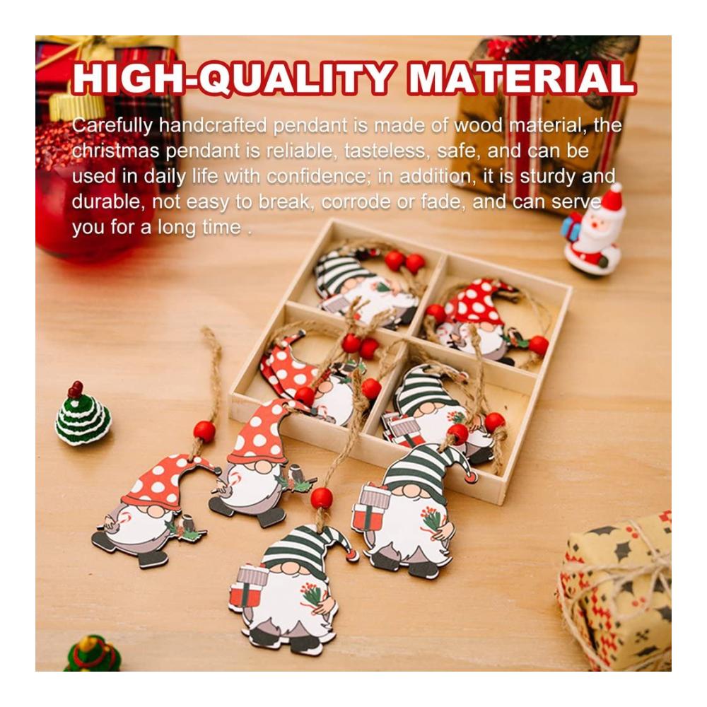 Charmante Weihnachtsbaum-Anhänger aus Holz - 4er Set mit niedlichen Cartoon-Drucken für festliche Dekorationen - Perfekte Baum-Anhänger für die Feiertage