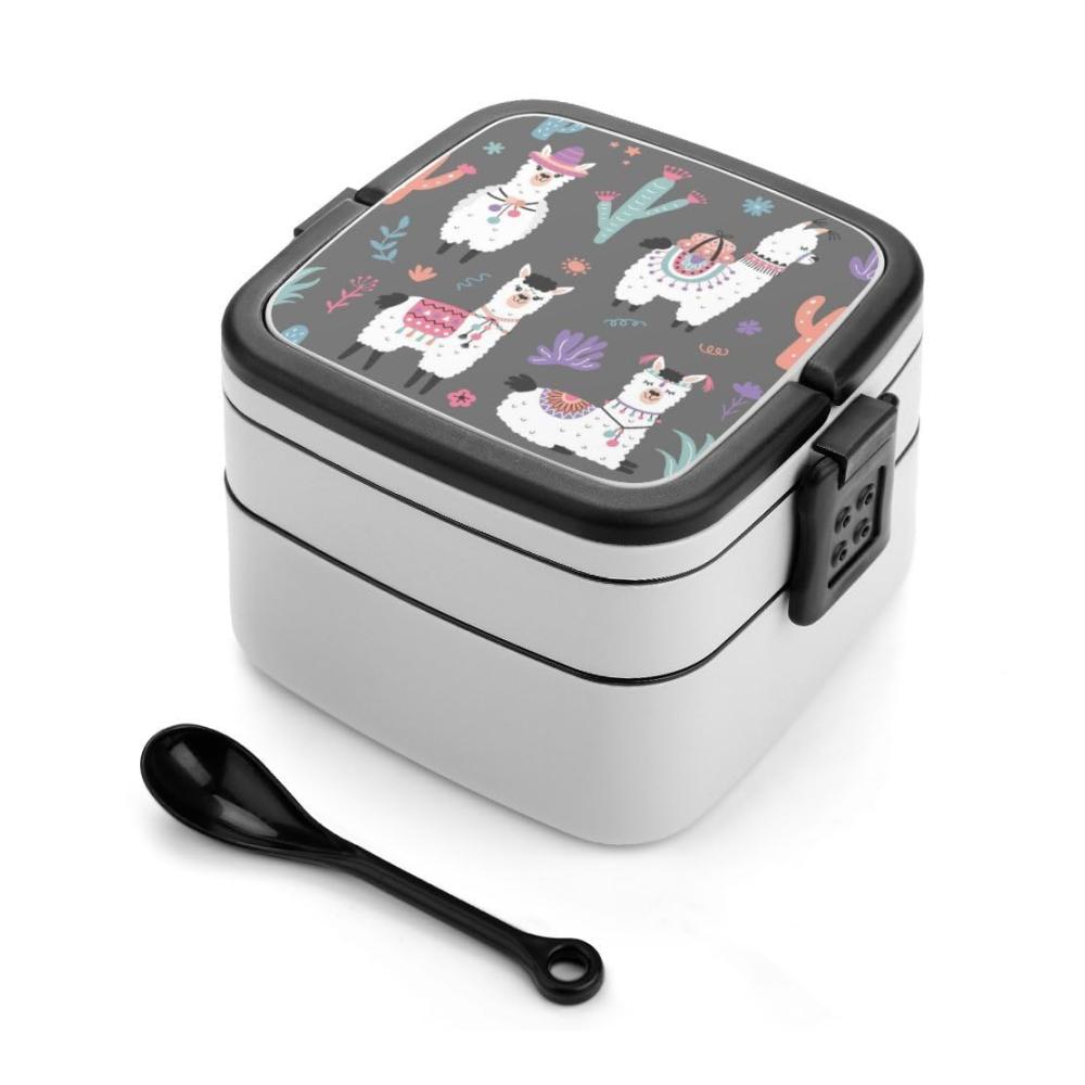 Alpaka Bento Box 2-lagige Frischhalteboxen mit Griff – Ideale Brotdose für Schule Arbeit und Unterwegs – Nachhaltige Lunchboxen für leckere Mahlzeiten unterwegs