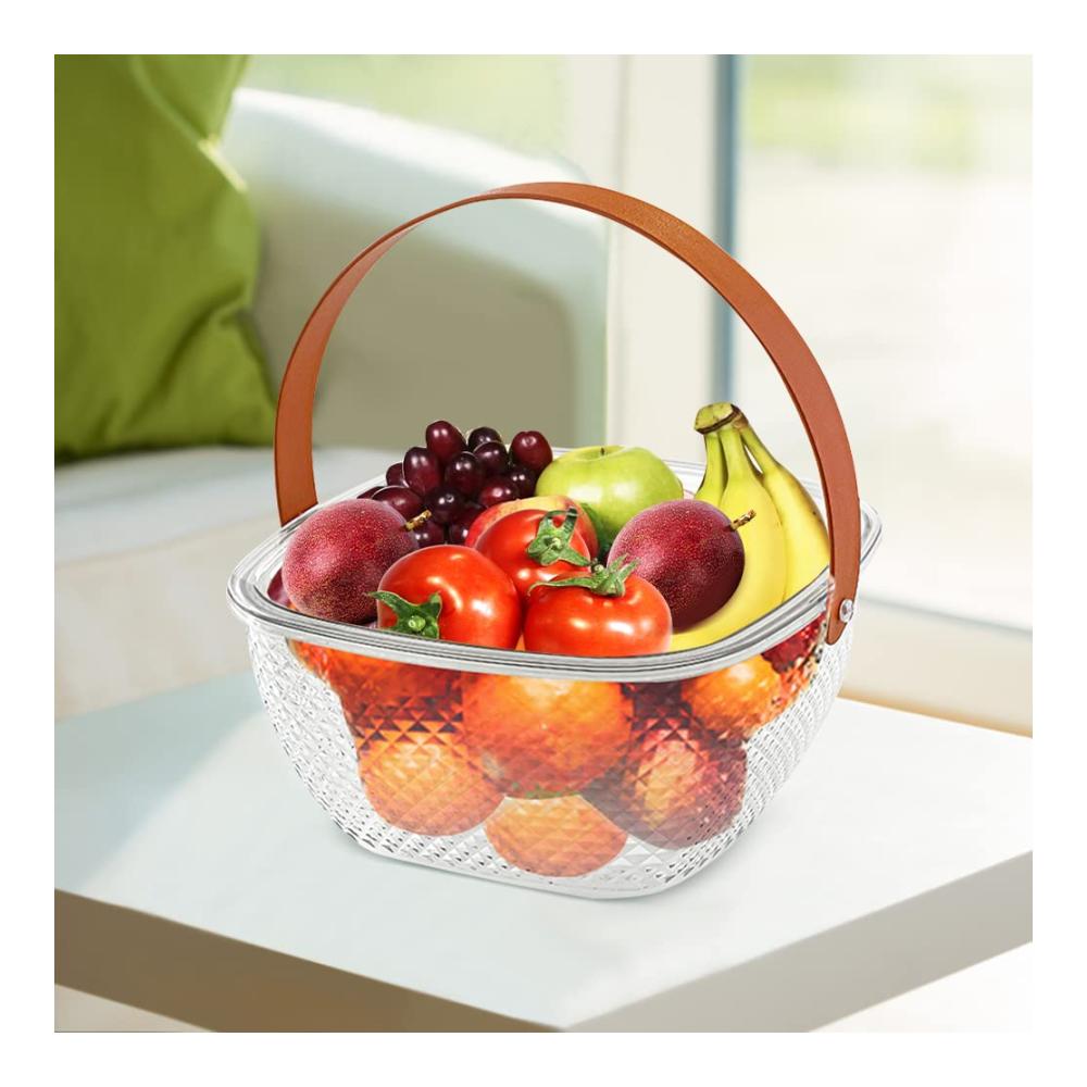 Entdecken Sie Eleganz Transparenter Obstkorb mit Griff | Arbeitsplatten Obstschale für Wohnzimmer-Dekoration | Süßigkeitenteller & Multifunktionale Hängende Obstgericht Lagerschale | Ideal für Küche & Speisekammer | Stilvoll organisiert und