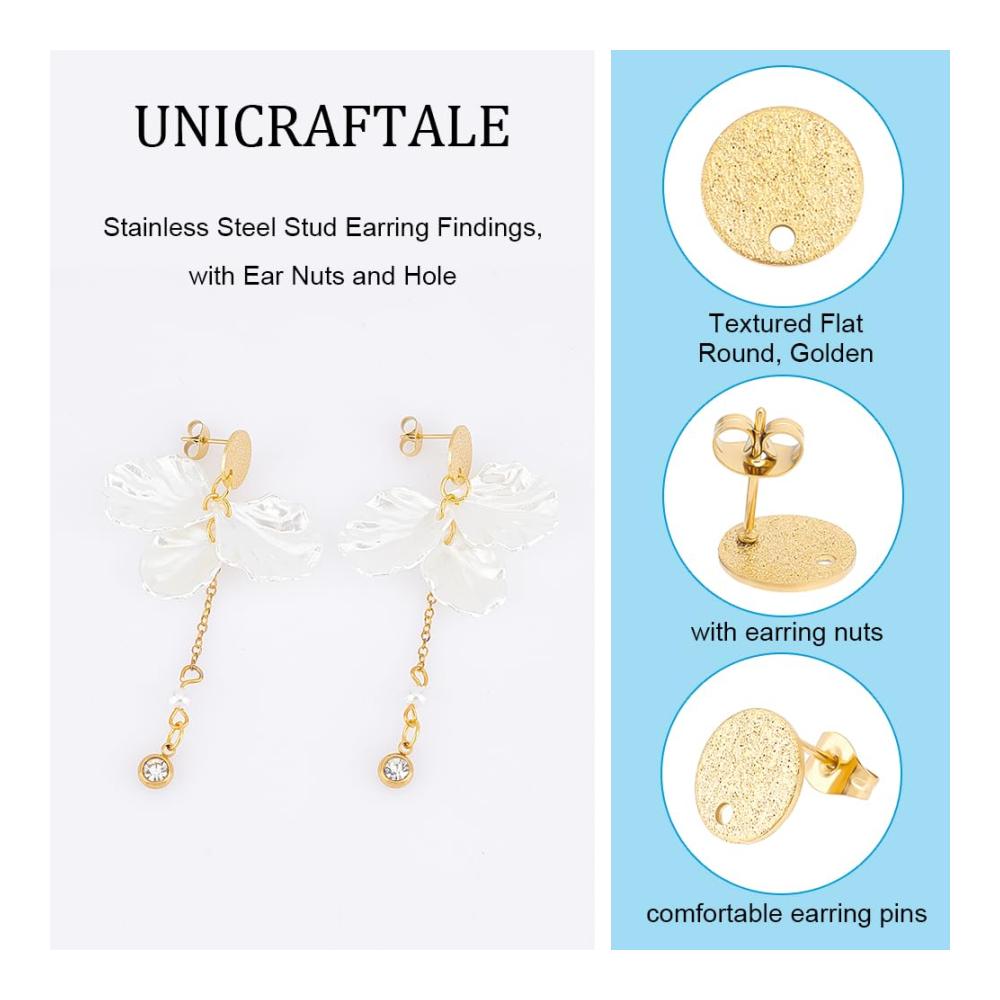 30 Stück Ohrhaken aus Edelstahl | Hypoallergene Ohrringverschlüsse | Ideale Basis für selbstgemachten Schmuck | Goldene Ohrstecker mit Ösen | Perfekt für Ohrring-Herstellung
