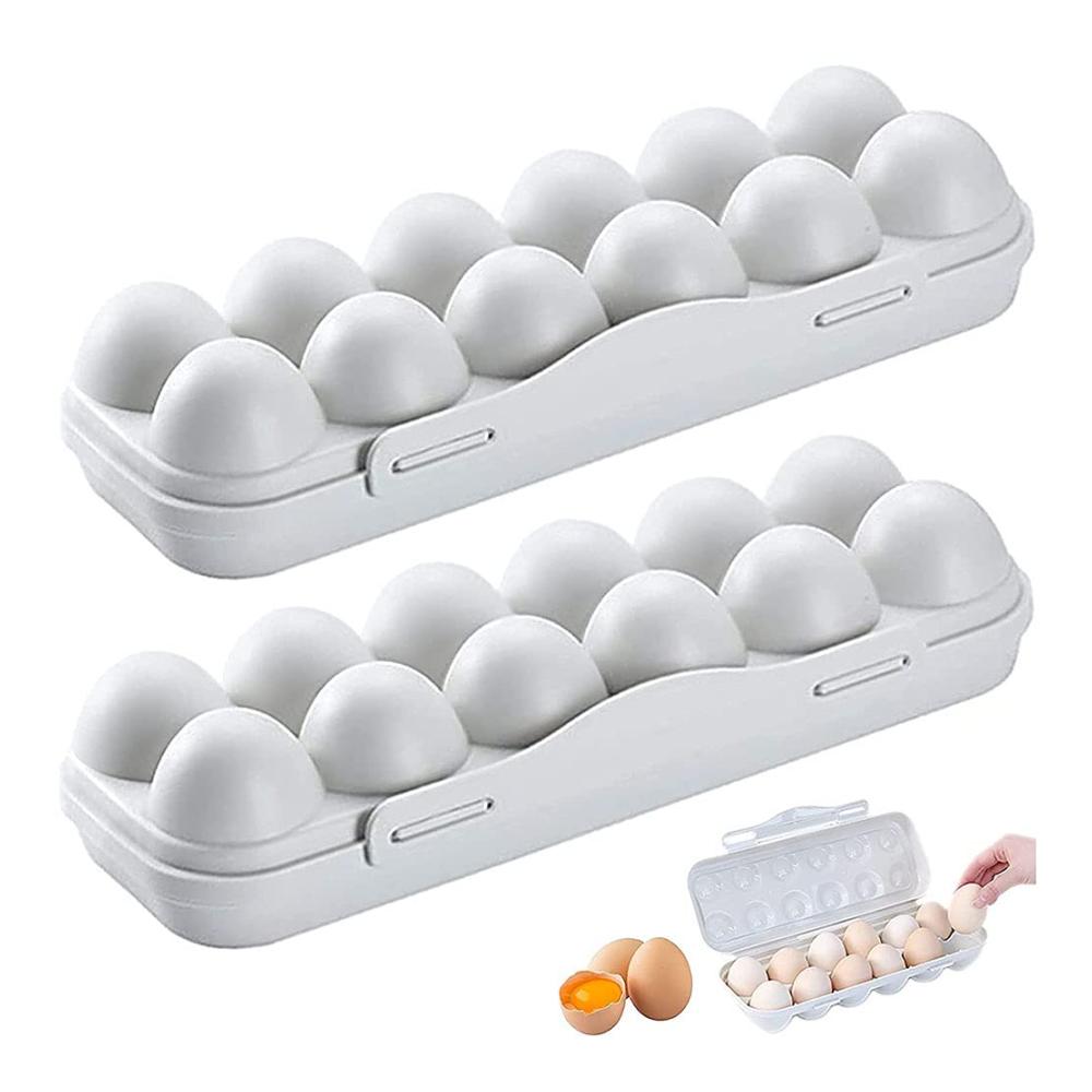 Organisieren Sie Ihre Eier mühelos! 2er-Pack Eieraufbewahrungsboxen - Kunststoff-Eierboxen mit Deckel für Küche und Restaurant. Wiederverwendbarer grauer Eierorganizer für eine ordentliche Aufbewahrung