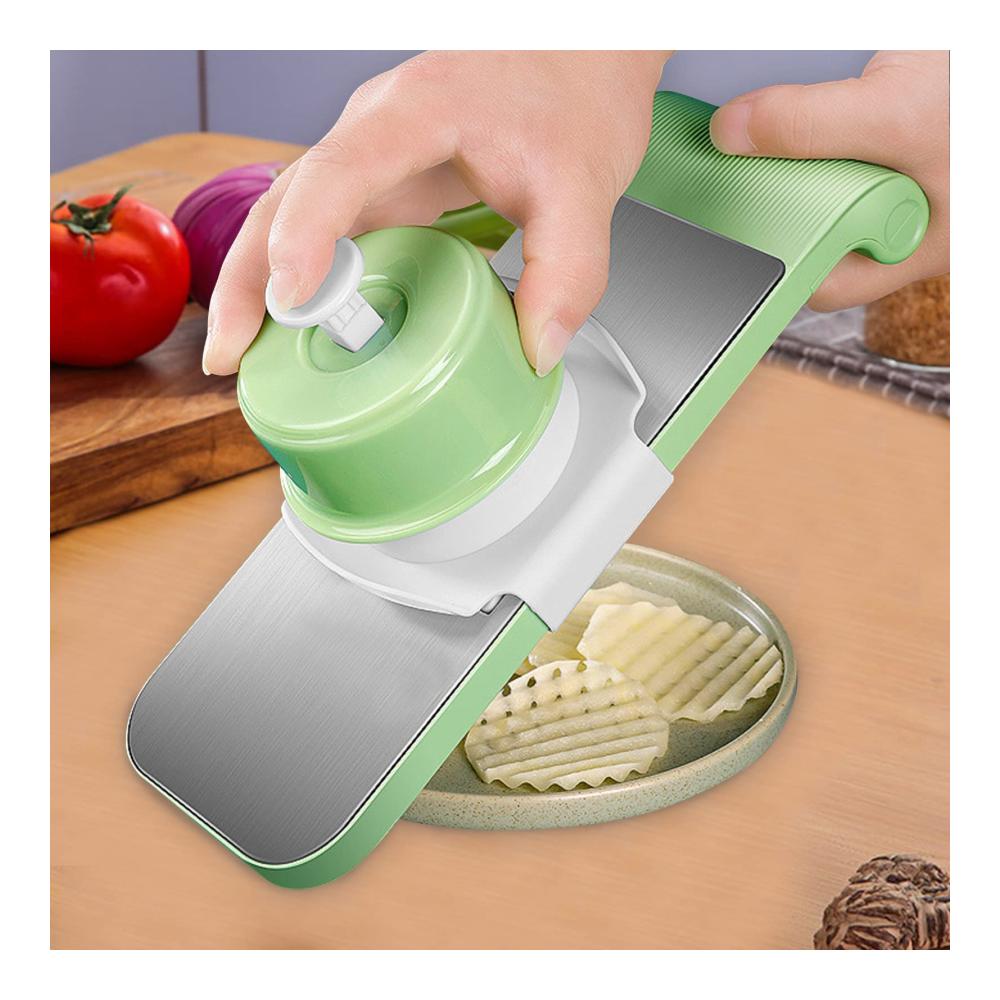 Erleben Sie müheloses Gemüseschneiden! Gemüsehobel Pommesschneider mit 5 einstellbaren Klingen für perfekte Scheibendicke. Vielseitige Reibe für Schnittstärken bis zu 8 mm. Der ultimative Vegetable Nicer Slicer Kartoffelschneider und Zwiebelschneider in elegantem Grau. Machen Sie Ihre Küche effizienter