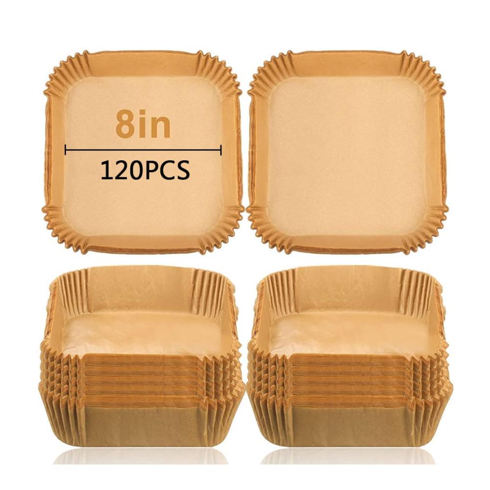 120 Stück 20 x 3 cm Backpapier für 5-9QT Luftfritteusen | Einweg-öldicht & wasserdicht | Antihaft-Pergamentpapier Liner für Mikrowelle & Ofen | Ideales Zubehör für gesündere Kochergebnisse