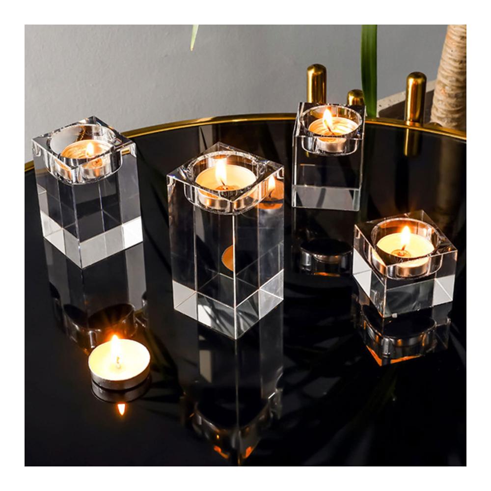 Glas Teelichthalter Set - Elegante Kerzenständer für Hochzeit Geburtstag & Weihnachten - Klarglas Dekoration - 4er Pack Kerzenhalter - Stilvolles Ambiente für jeden Anlass