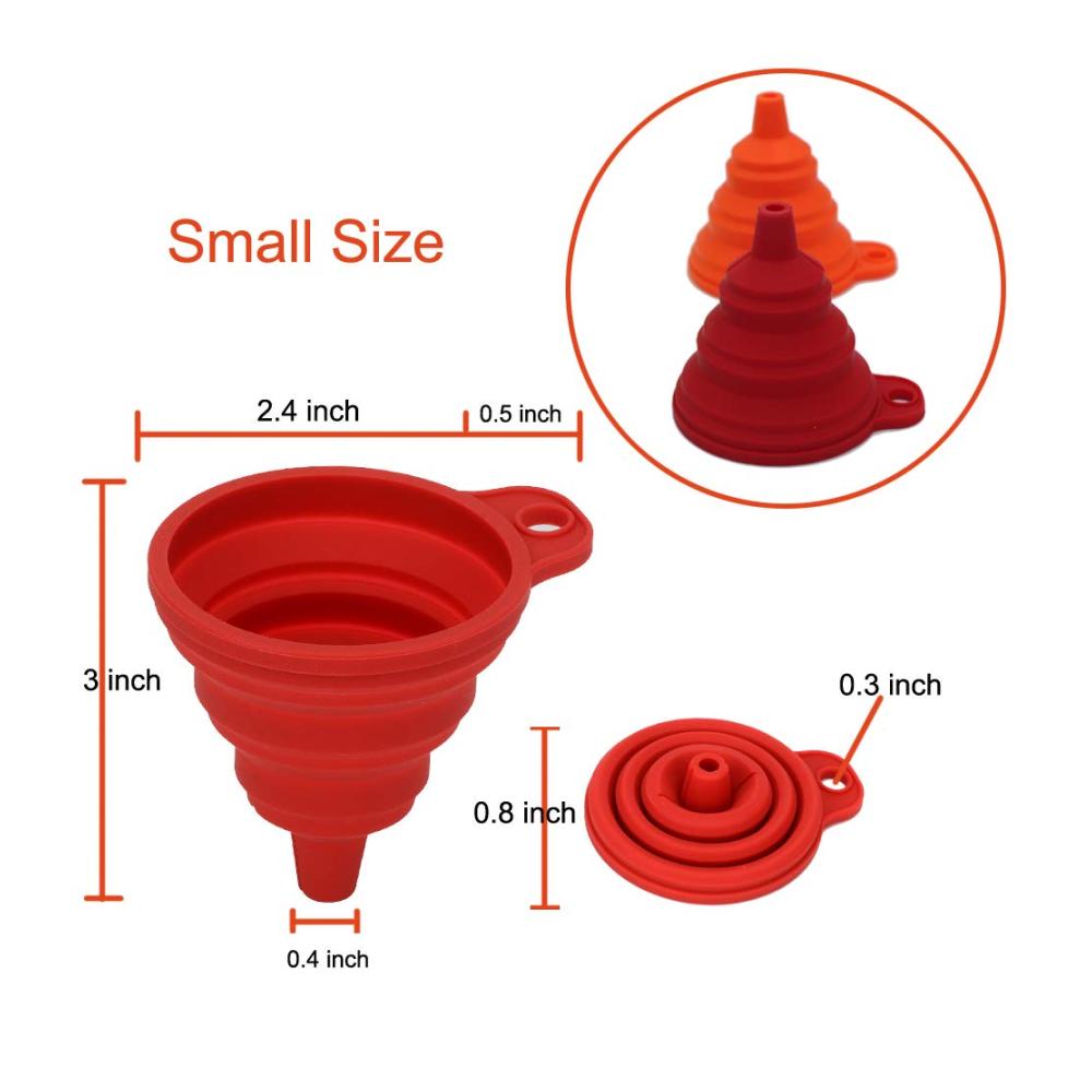Silikon-Falttrichter-Set mit 4 Trichtern für Küche und Kochen - Platzsparende leicht zu reinigende Trichter für Wasserflaschen Öle Flüssigkeiten - Hochwertige Lebensmittel