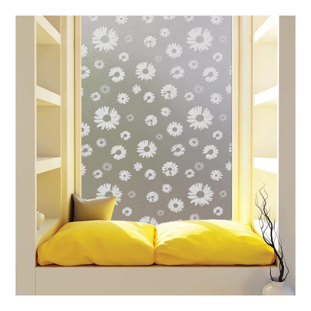 EXQUILEG 3D Sonnenblume Fensterfolie Selbstklebende Milchglasfolie für Sichtschutz & Deko - Ideal für Badezimmer Schlafzimmer & Küche 45x200cm
