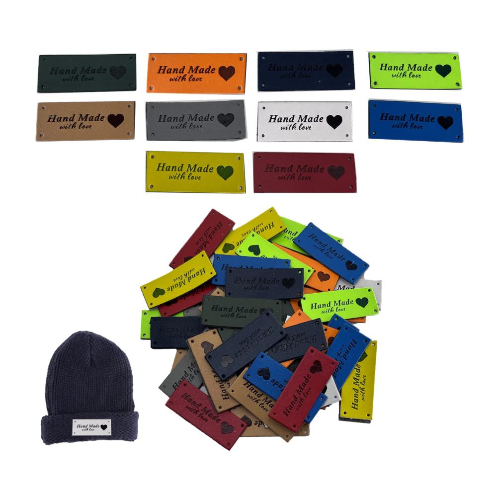 Entzückende Handgemachte Lederetiketten - 70 Stück für DIY Kleidungsdekoration | Perfekte Ergänzung für Hut und Nähprojekte | In 10 Farben erhältlich | D100080240