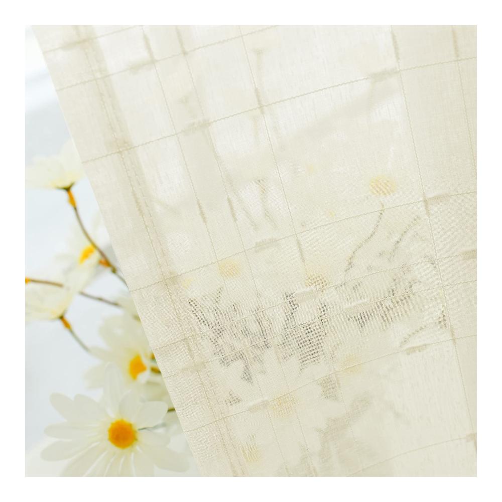 Erfrischen Sie Ihr Zuhause 2er Set Scheibengardinen & Kurzstores im Landhausstil | Transparente Bistrogardinen mit Kreuzmuster für Küche & Wohnzimmer | Semi-Sheer Gaze Fensterschals 60cm Beige