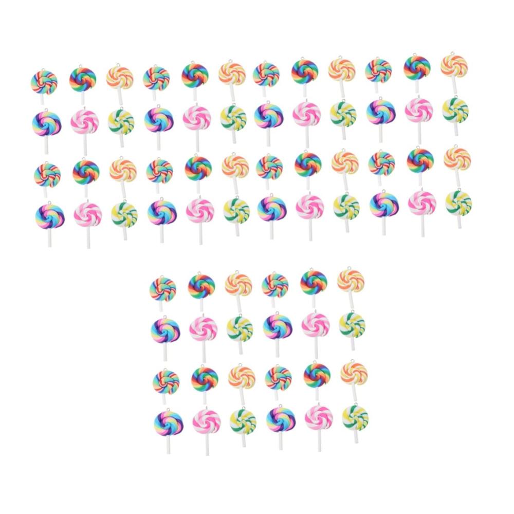 90 Stk Süße Lutscher-Schmuckanhänger-Set für DIY Kinder und Heimwerker - Charmante Polymer-Ton-Anhänger für Schlüsselbund und mehr