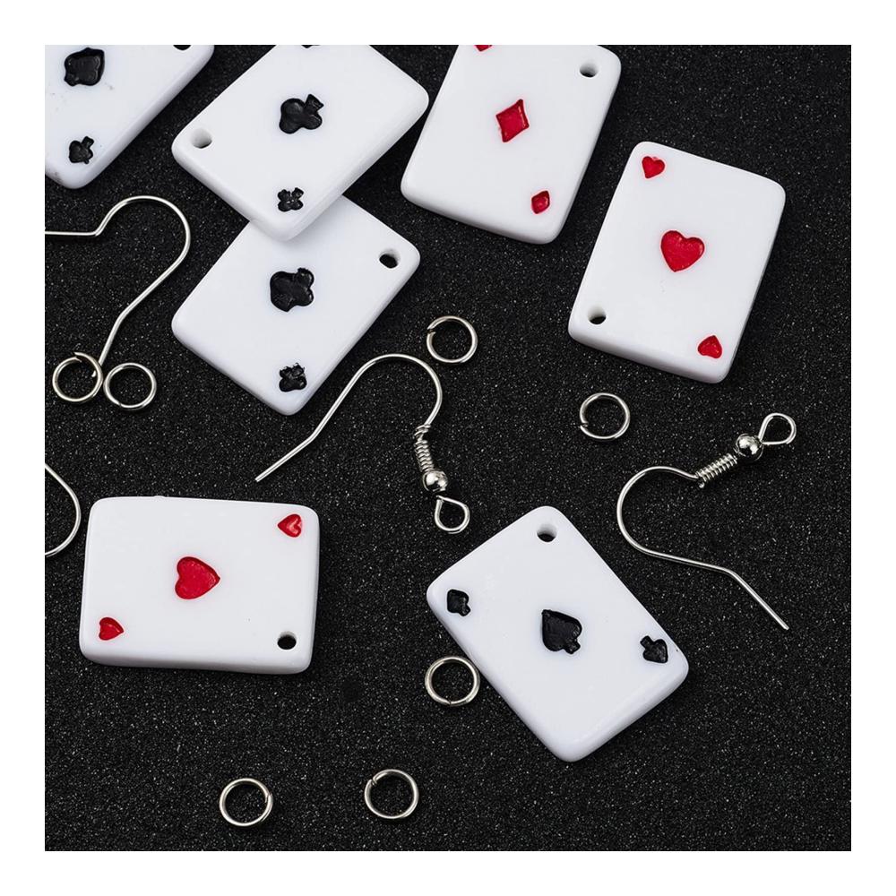 Kreative Schmuckherstellungs-Sets 1 Box DIY Spielkarte Ohrringherstellung Kits - Spielkarten-Anhänger & Ohrringhaken - Ideal für Anfänger - Herstellung von einzigartigen baumelnden Ohrringen
