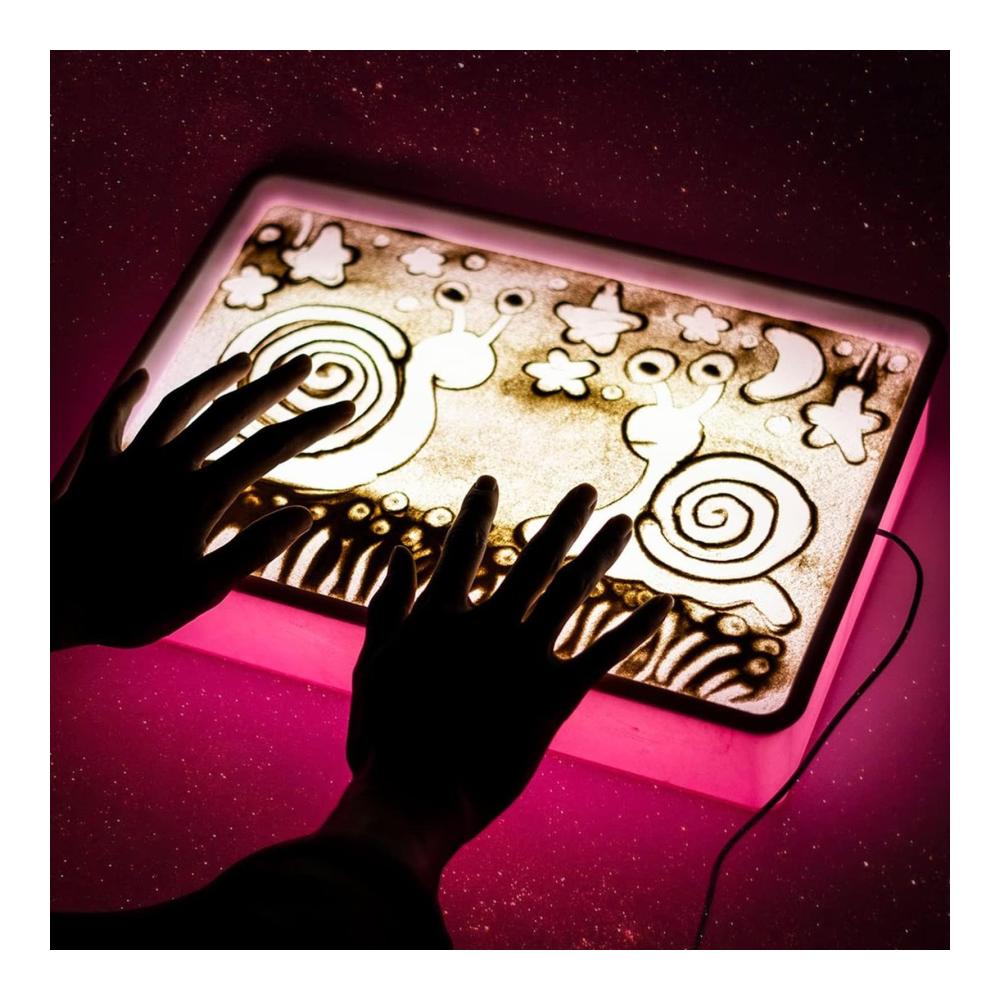 Kreatives Malmesser Set - Sandmaltisch mit LED-Beleuchtung für Kinder Sandkunst-Zeichnungslichtkasten DIY-Sandmaler Tisch-Leuchtkasten & mehr