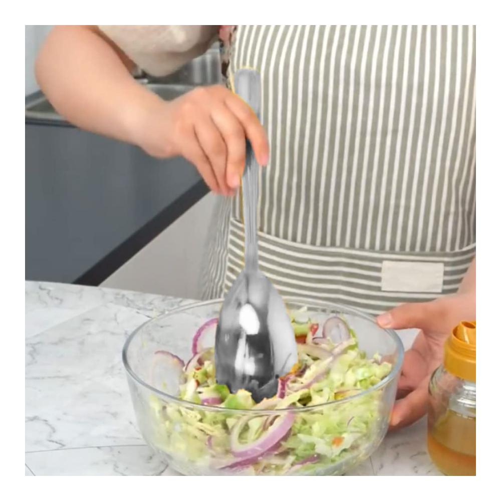 Entdecken Sie die Eleganz des Essens Salatbesteck Edelstahl-Set für stilvolle Präsentationen - 12 Zoll Salatlöffel und Gabel - Perfekte Servierutensilien für öffentliche Veranstaltungen und zu Hause