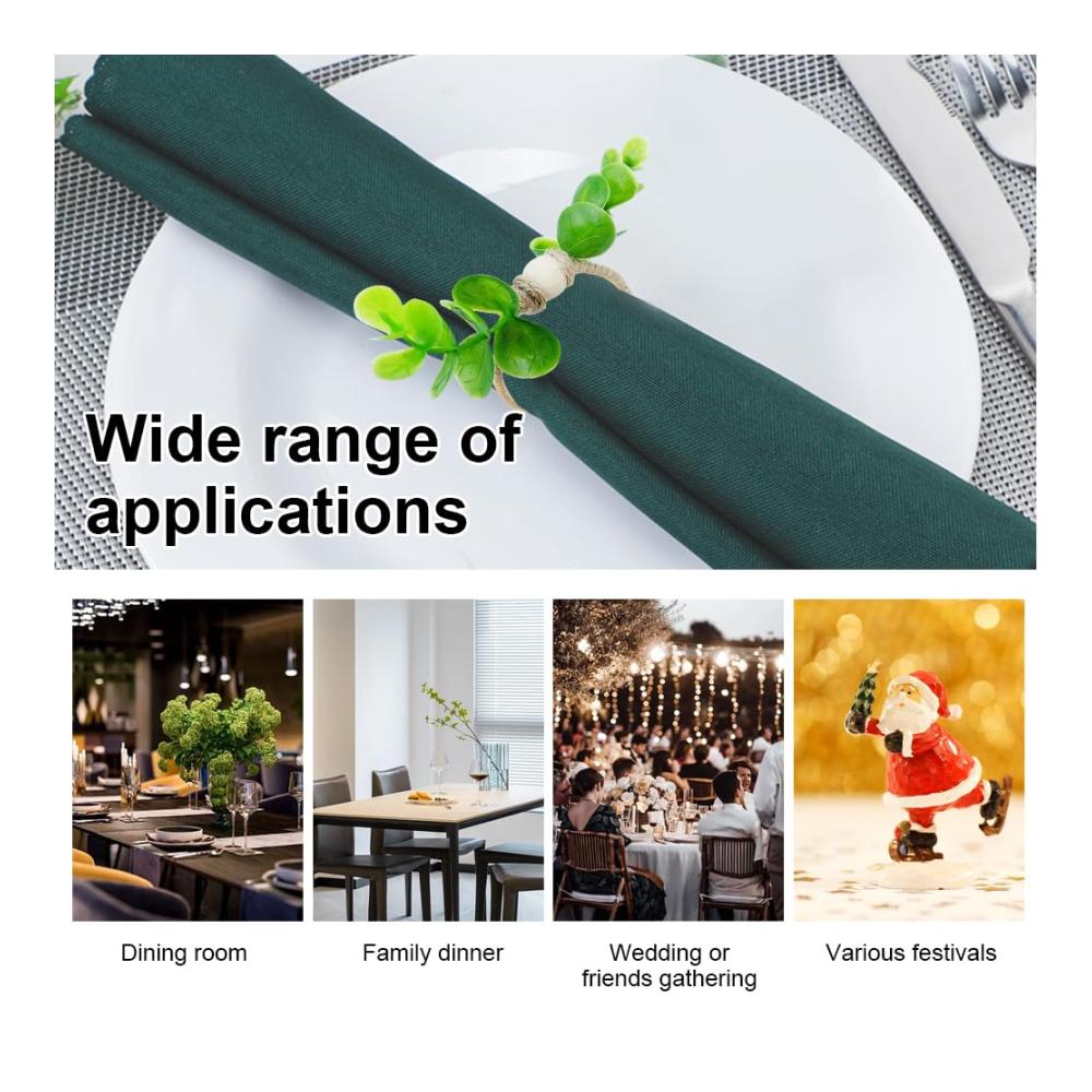 Elegante Tischakzente 4er Set Grüne Eukalyptus Blatt Serviettenringe – Perfekte Dekoration für Hochzeiten Partys und Abendessen – Stilvoll und praktisch