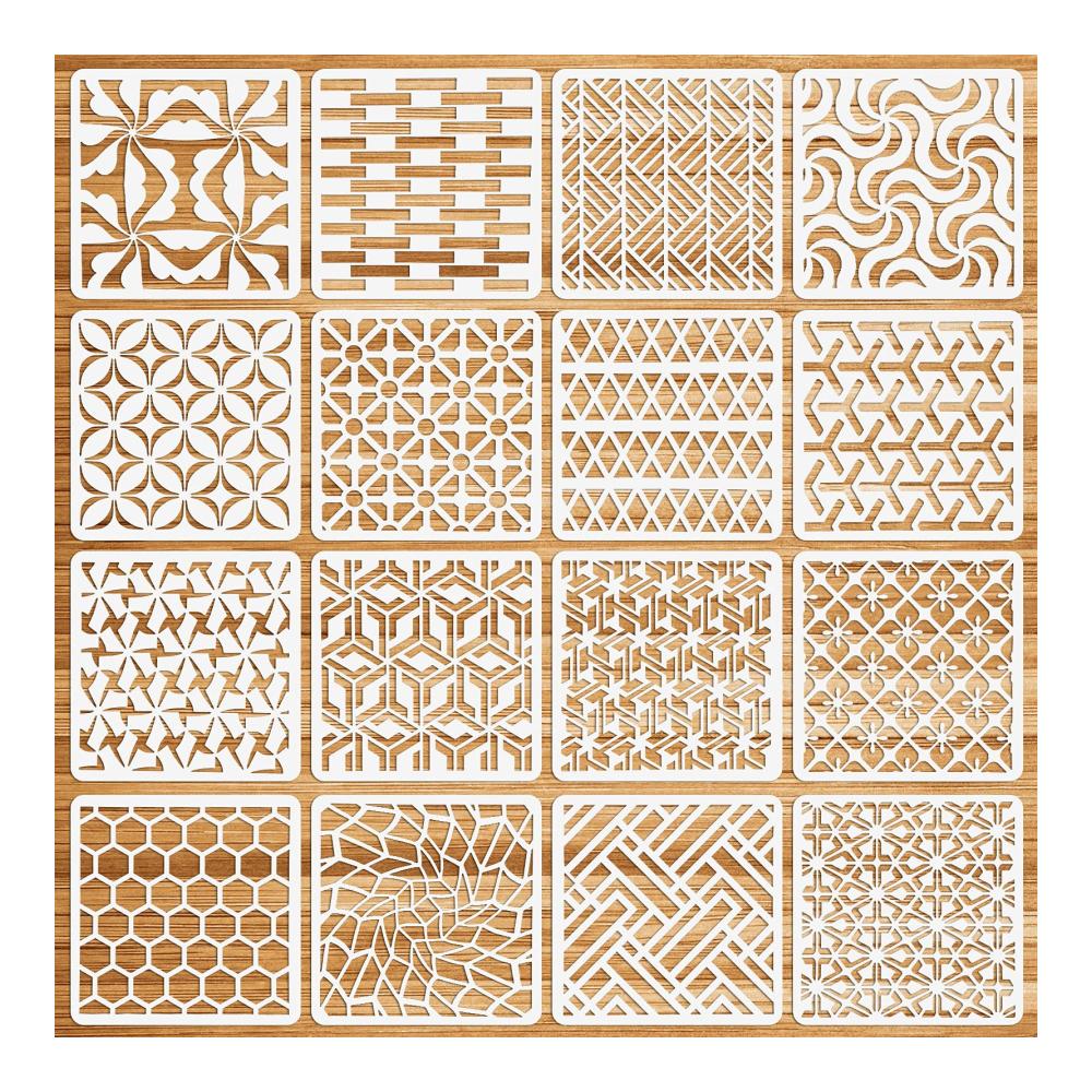 Holen Sie sich kreative Inspiration! OOTSR 16er Pack Wiederverwendbare Kunststoff-Schablonen - Perfekt für DIY-Projekte Zeichnen Malen Scrapbooking & mehr