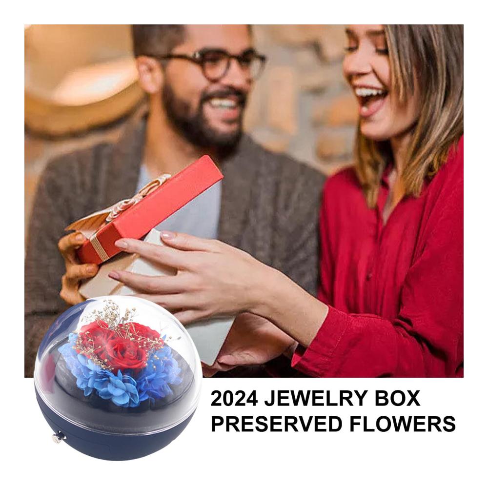 Entdecken Sie die zeitlose Eleganz Konservierte Rosen-Schmuck-Geschenkbox | Runde echte Rosenbox-Dekoration für Mutter Frau Freundin zum Jahrestag | Einzigartiges Geschenk mit konservierten Blumen