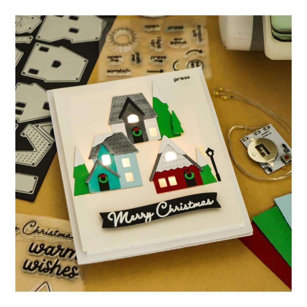 Entdecken Sie 12 Kreative Verzierungen Selbstklebende Leuchteinheiten für Weihnachtskarten Scrapbooking & Dekoration - Einfache Halo-Lichter mit Warmweißen LEDs - Perfekt für DIY-Projekte ohne