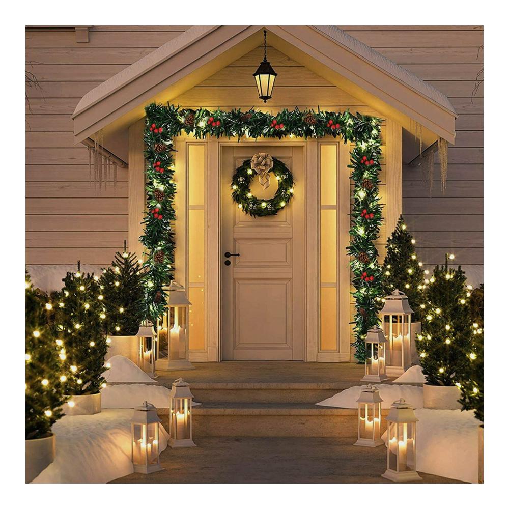 Weihnachtsgirlande mit LED-Beleuchtung 2.7m - Künstliche Tannengirlande für Innen- und Außendekoration - Perfekte Weihnachtsdeko für Treppen Kamine &