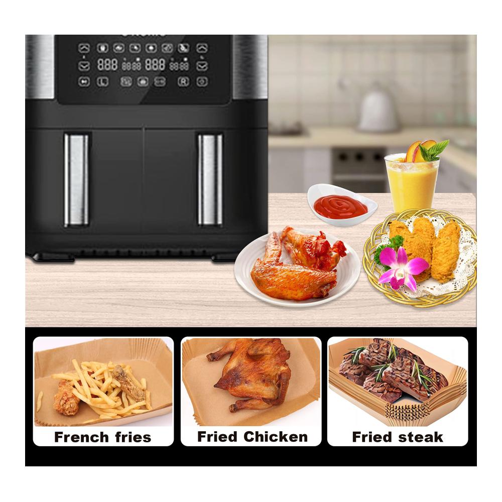 Backpapier Zubehör Set 100 Blätter 21x14 cm für Heißluftfritteusen Dual Zone Airfryer Papier ideales Backpapier für Heißluftfritteuse Dampfgarer & Mikrowelle antihaftbeschichtetes Air Fryer Papier
