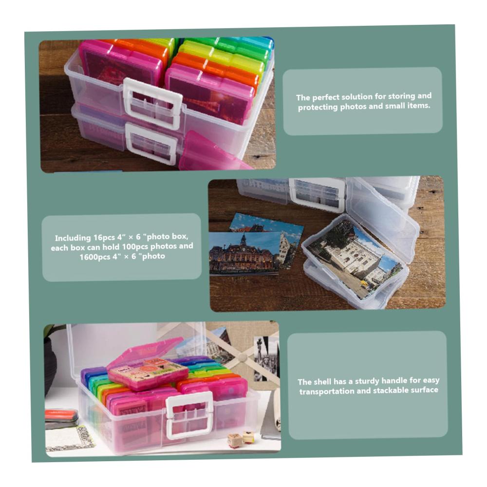 Scrapbooking Deluxe Mehrfarbige Fotospeicherboxen 4x6-Zoll - Organisieren Sie Ihre Bastelarbeiten und schützen Sie Fotos vor UV-Licht und Staubverschütt