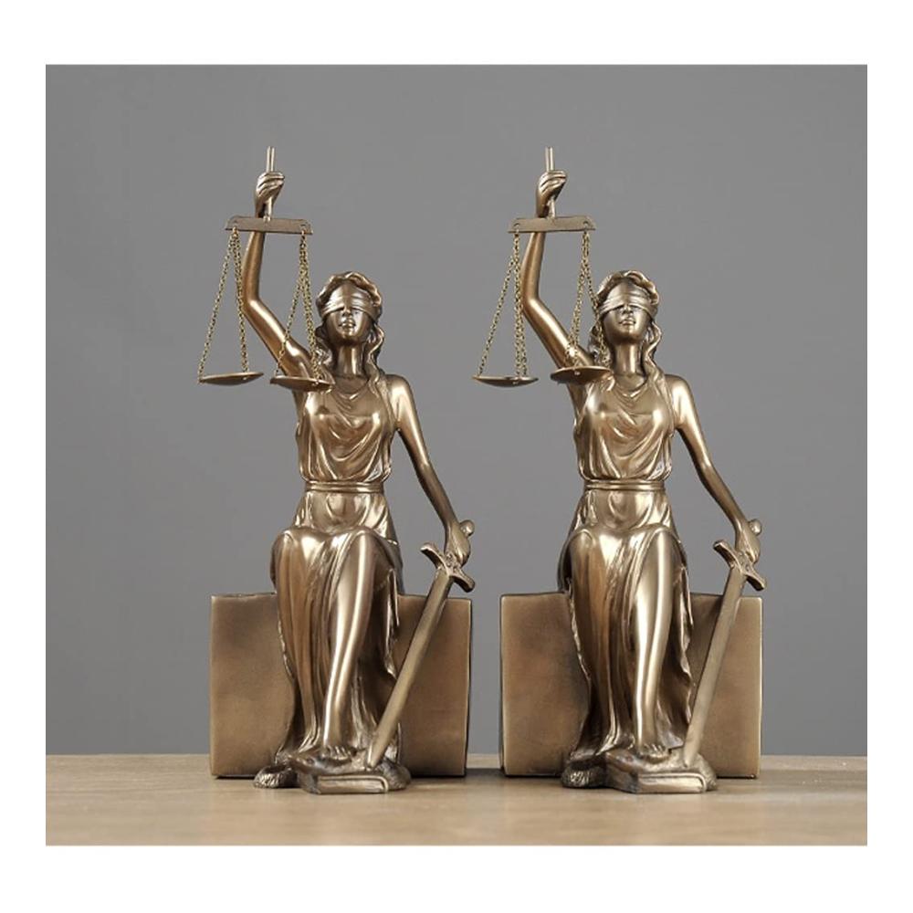 Elegante Bronze Retro-Göttin der Gerechtigkeit Buchstützen - Schweres Metall für stabile Unterstützung im Bücherregal Anti-Mobile Funktion - Perfekte Dekoration für Büro T