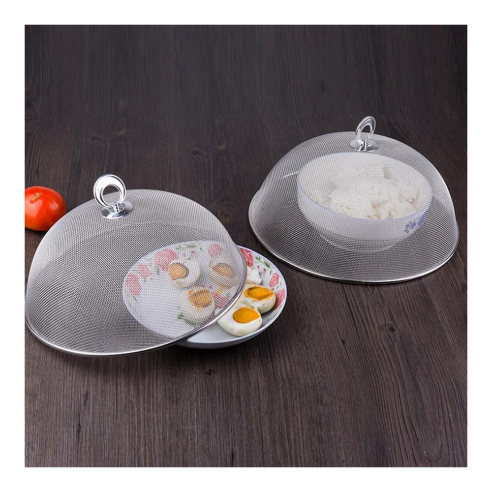 Fliegenschirm Edelstahl Fliegenhaube Mesh Lebensmittel Zelt Abdeckhaube 28CM - Praktische Abdeck- & Fliegenhauben für Picknick BBQ & mehr - Schützen Sie Essen vor lästigen Insekten - Hochwertiges Set inklusive Wintertisch Silber