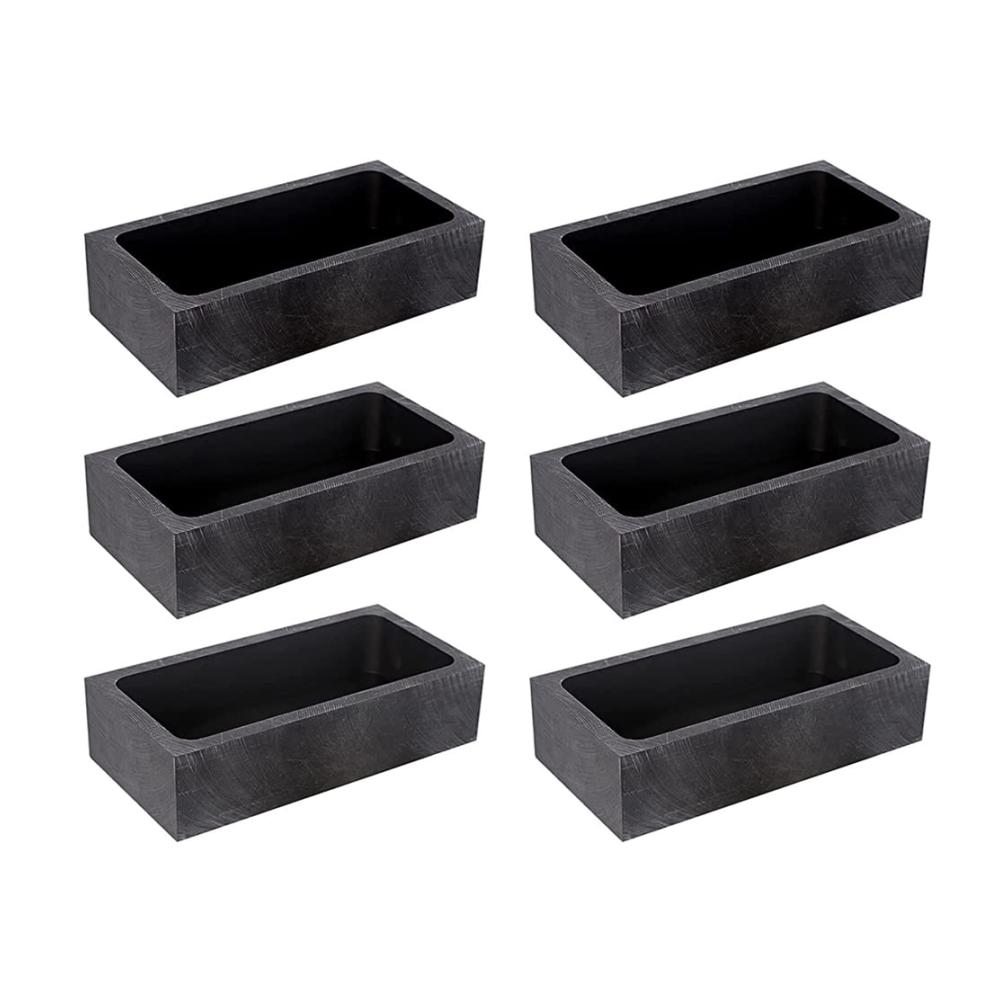 Hochwertige Gussformen & Zubehör Set mit 6 Graphitbarren-Formen ideal zum Schmelzen Gießen und Raffinieren von Gold Silber und anderen Metallen 1 KG Kapazität