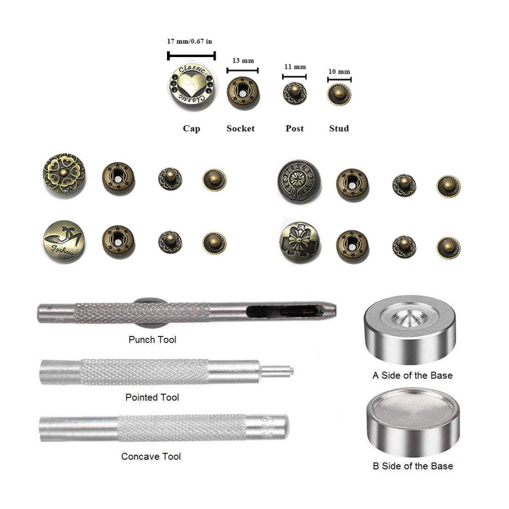 Druckknöpfe Set 17mm Metall | Nähfrei Snap Buttons für Kleidung | Hochwertige Druckknöpfe Kit für DIY Näharbeiten | 100er Packung | Perfekt für Männer und Frauen | Robuste Metallfarbe