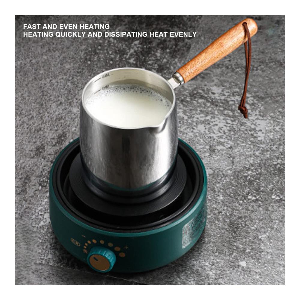 Edelstahl Milchtöpfe Set – Mini Butterwärmer & Saucen Topf mit Holzgriff – Idealer Kochtopf für Milch Schokolade & mehr – 450ML