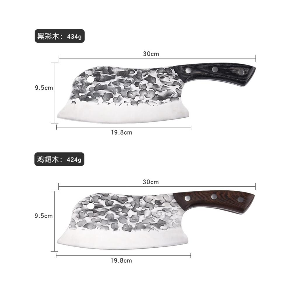 Premium Kochmesser Set aus geschmiedetem Edelstahl | Handgefertigte Traditionelle Messer mit Holzgriffen | Perfekt für Profi- und Hobbyköche | Inklusive Fleischslicer und Metzgermesser | Stilvoll und funktional (Farbe Stil 03