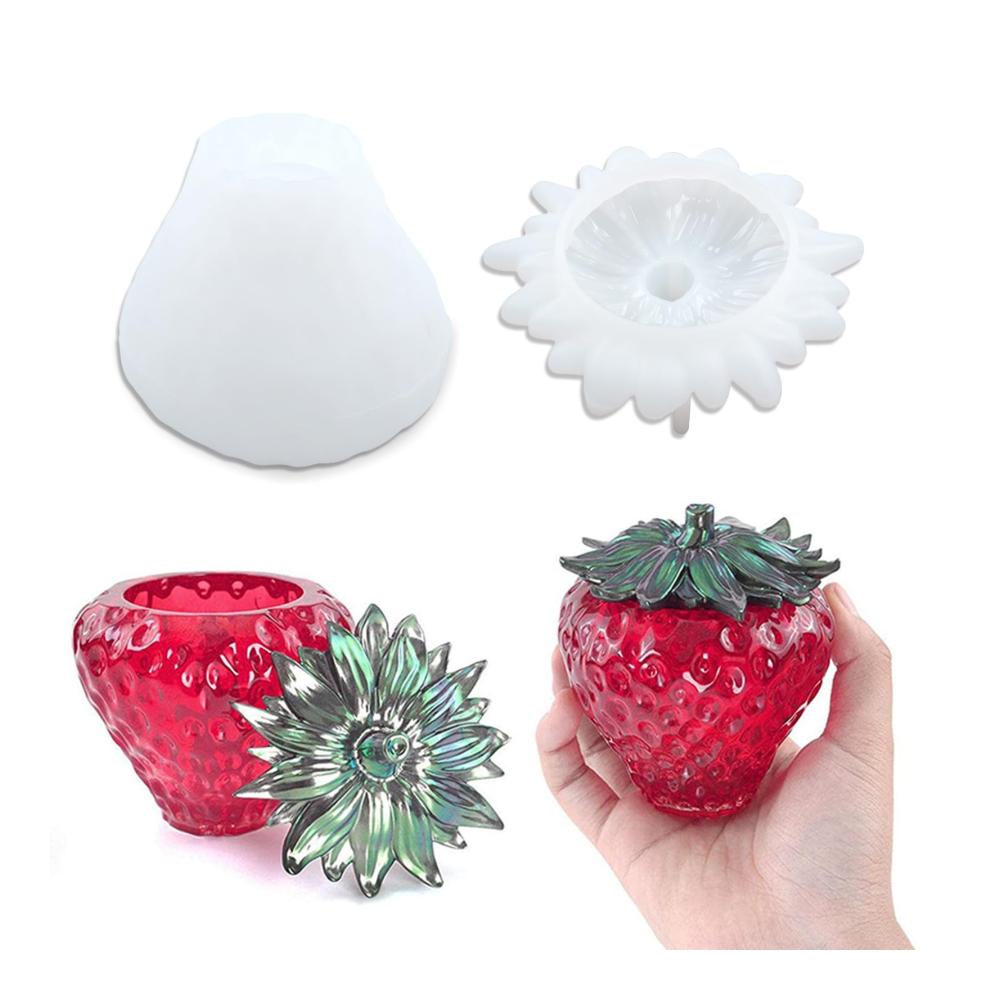 Erdbeerglasformen Set für Modellieren & Gießen | Silikonformen für Epoxidharz | Inklusive Deckel für Aufbewahrung | DIY Vorratsdosen aus Glas | Strawberry Resin Formen für kreative Projekte