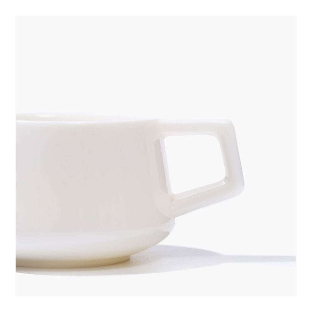 Porzellan Espresso- & Mokkatassen Set | 110ml | 6 Stück mit Metalllöffeln | Weiße Keramiktassen mit Griff | Ideal für Kaffee & Espresso | Inklusive Untersetzer | Elegant & Stilvoll