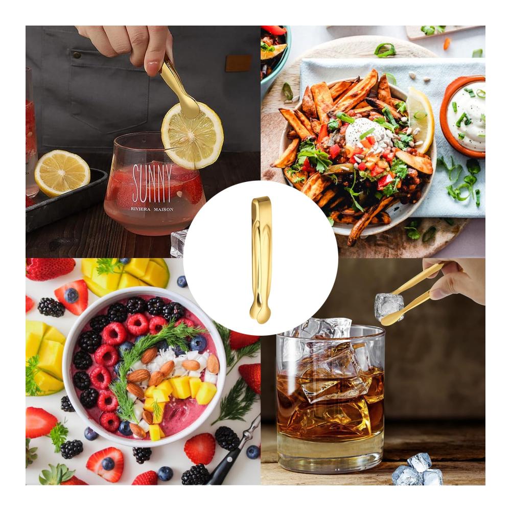 Premium Edelstahl Küchenutensilien Set 12-teiliges Zangen Löffel Spachtel & Pfannenwender Kit für Bar Party Salat Kaffee & Tee - Hochwertige Mini-Servierzange Candybar-Zange inklusive