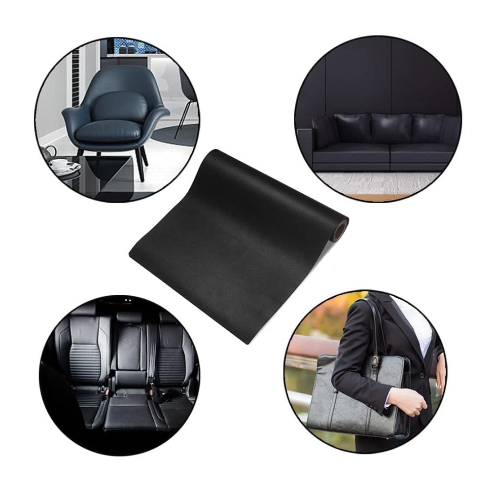 Hochwertiger Textilkleber für schnelle und einfache Reparaturen - Reparaturset für Leder Kunstleder & Textilien - Selbstklebendes Patch-Kit für Sofas Autositze Bürostühle & mehr (Schwarz