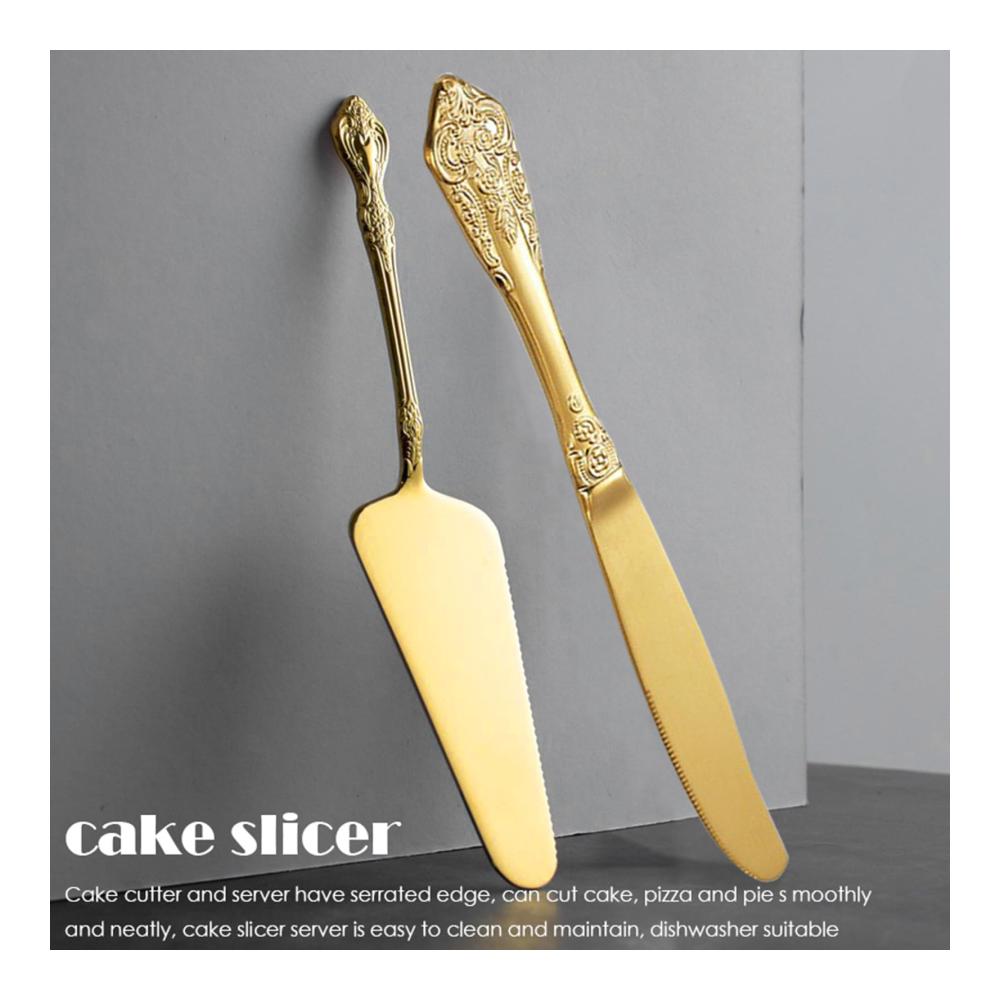 Kuchen- & Tortenheber Set aus Edelstahl – Präzises Schneiden mit gezackten Kanten – Ideal für Hochzeiten – Goldene Eleganz – 2-teiliges Set