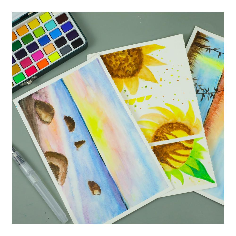 Aquarellfarben Set 50 brillante Farben in praktischer Box | Inklusive 4 fluoreszierende Wasserfarben Aquarellpapier Pinsel & mehr | Ideal für Künstler & Hobbyisten | Hochwertige Farben & Lacke