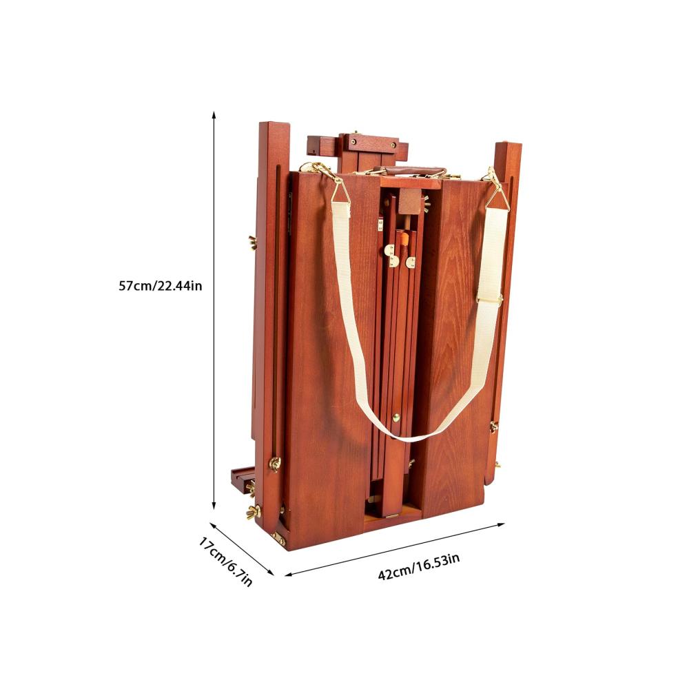 Premium Nussbraune Staffelei Verstellbare Holzstativ Staffelei für Malen Skizzieren & Präsentation - Französische Easel Staffelei mit Schublade & Palette - Robustes Design für Künstler