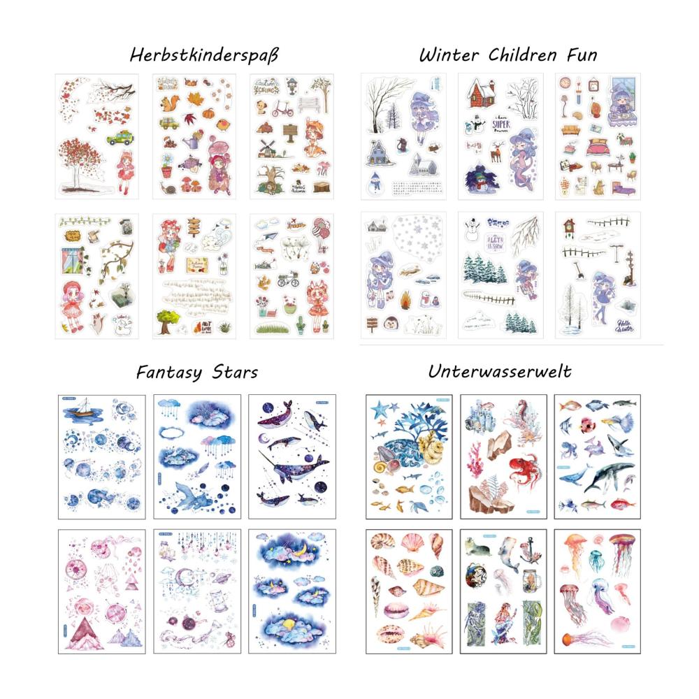 Entdecke die Magie des Scrapbookings mit unseren 48 Blättern Rub Ons Washi und Vintage Stickern! Perfekt für DIY Handbücher Tagebücher und Fotoalben von Erwachsenen