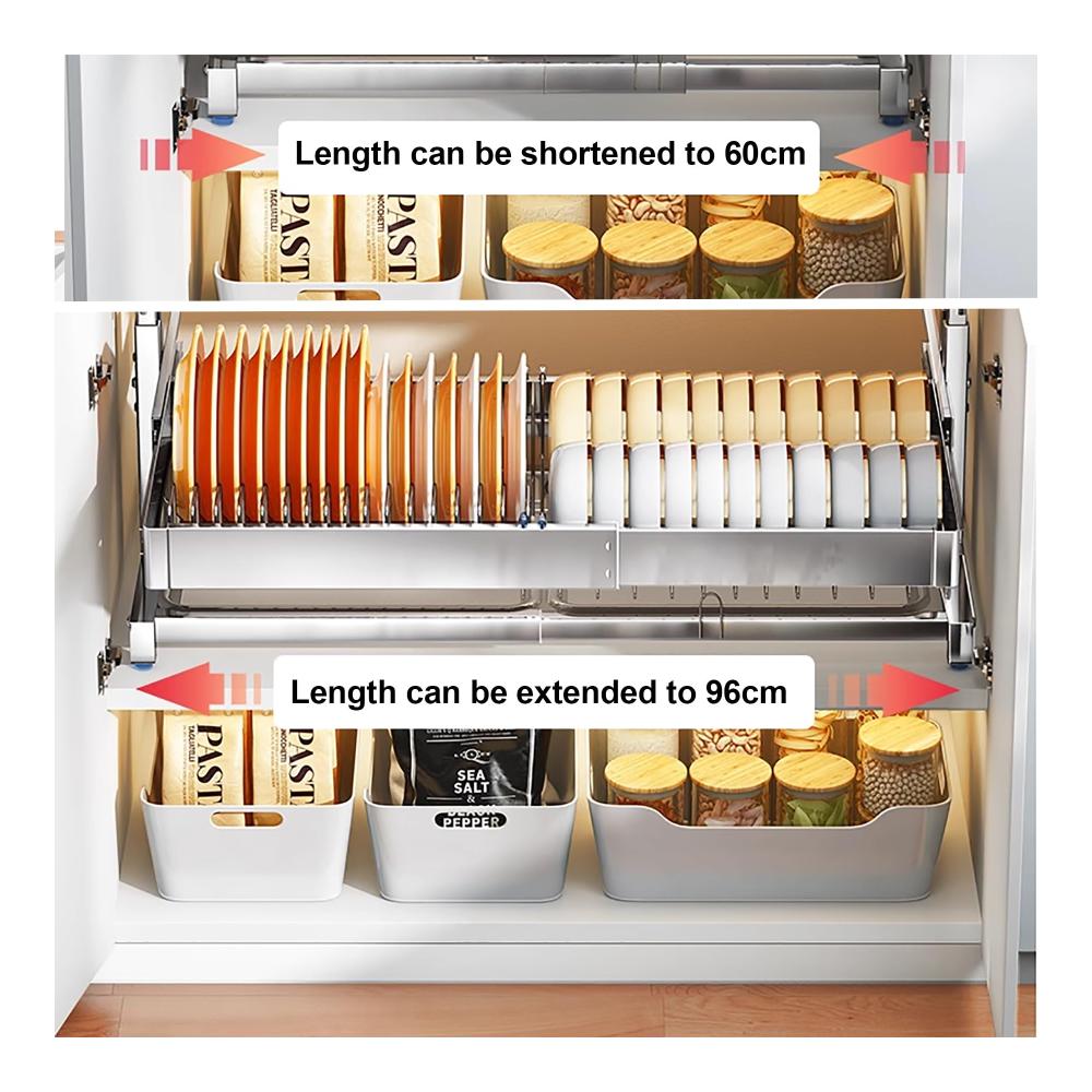 Verstellbare Schrankkörbe Ausziehbares Regal-Organizer-Rack für Küchenschrank Unter-Spüle-Aufbewahrung mit Metallschubladen Optimale Küchen- und Badezimmerorganisation
