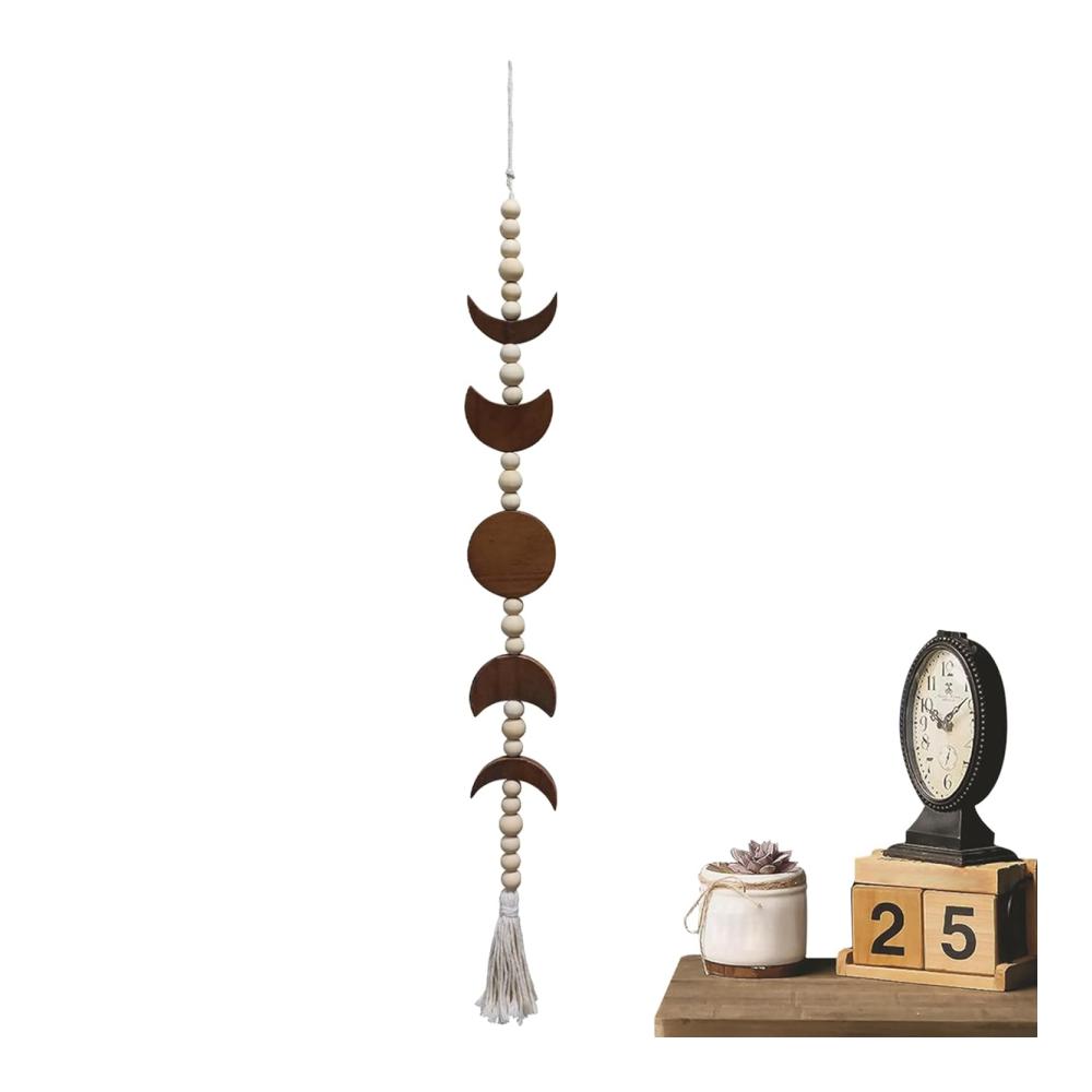 Boho-Mondphasen-Wandskulpturen Kreative Mondzyklus-Wandkunst aus Holz | Vertikale Mondgirlande für stilvolle Wohndekoration | Handgefertigte Boho-Wanddekoration für einzigartiges Ambiente von Caicaicai