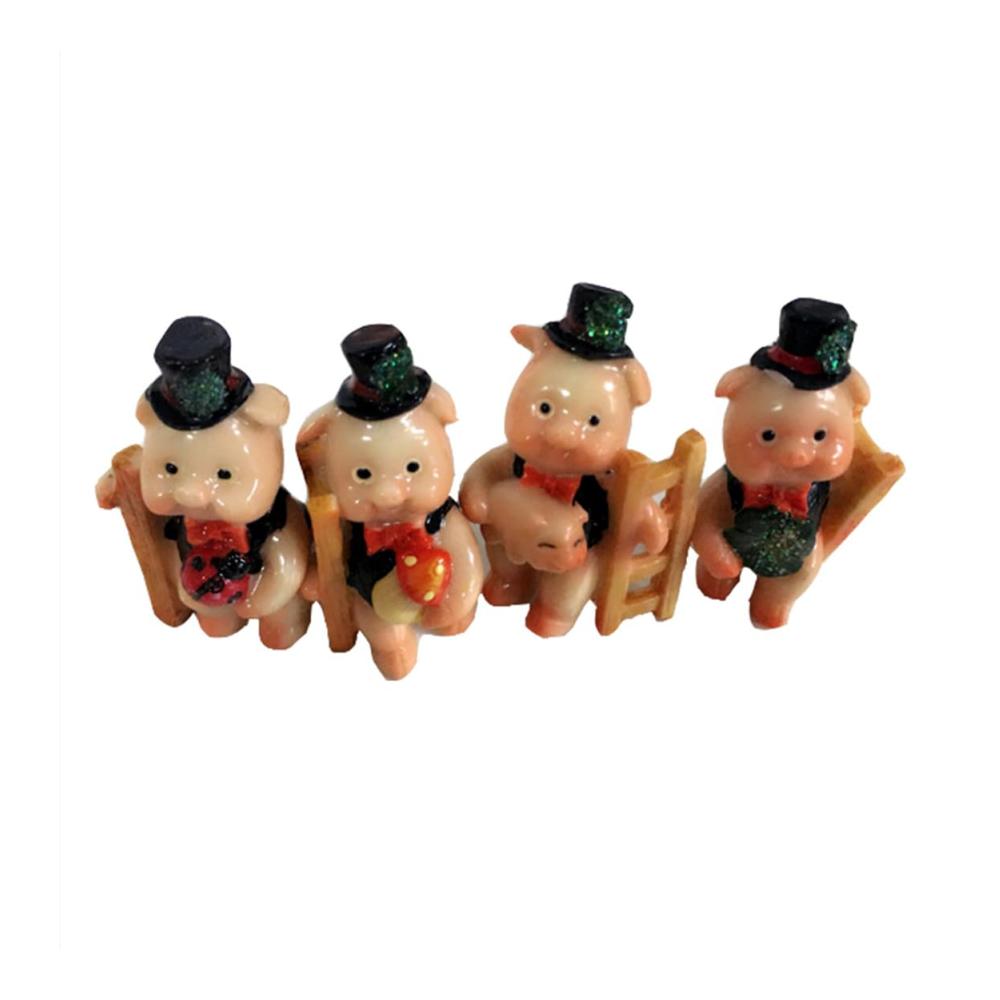 24 Stück Niedliche Glücksschweinchen Tischdekoration mit Leiter & Hüten - Ideal für Geburtstag Weihnachten Silvester Prüfung! Mini Marienkäfer & Kleeblatt Glücksbringer als Mitgebsel