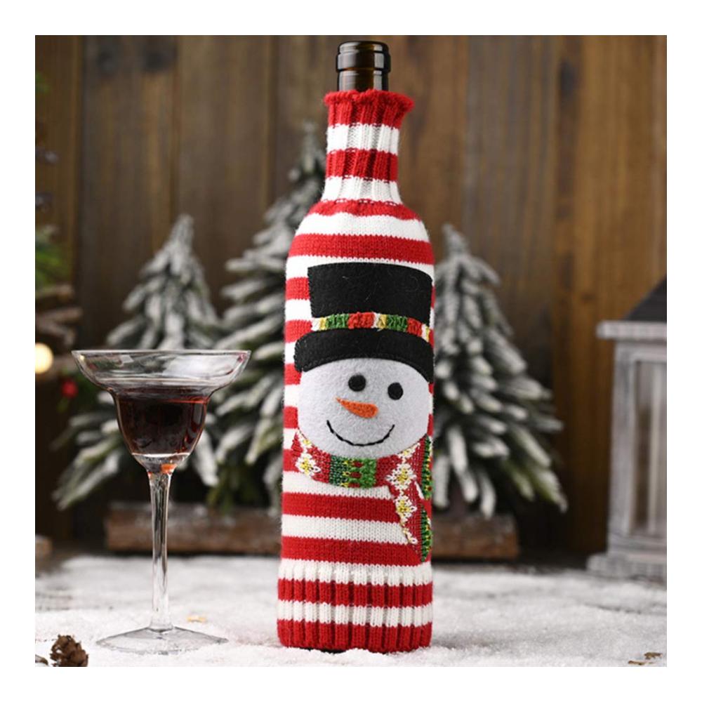 2er Pack Weihnachts Weinflaschen Pullover – Niedliche Strickärmel für Flaschenkörbe & -träger – Schneemann und Rentier Flaschenkleider – Perfekte Weihnachtsdeko